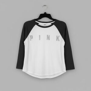 PINK Victoria’s Secret Rhinestone Logo Raglan Tee M
